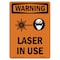 Signmission OSHA WARNING Sign, Laser In Use W/ Symbol, 24in X 18in Decal, 18" W, 24" H, Portrait OS-WS-D-1824-V-13303 - alternate 1